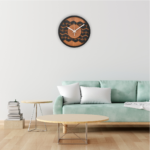 MDF Wall Clock with Sweep Movement Machine & Needle for Living Room, Bedroom, Home, Office, Kitchen & Home Décor (Black & Wooden Colour)